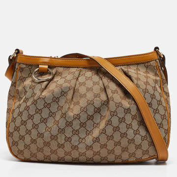 GUCCI Mustard/Beige GG Canvas and Leather Sukey Shoulder Bag