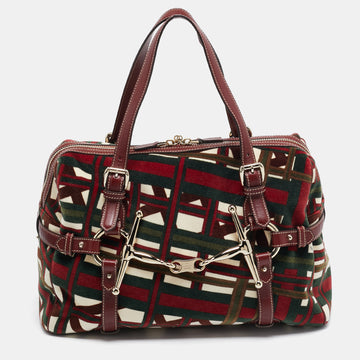 GUCCI Multicolor Velvet and Leather Medium 85th Anniversary Boston Bag