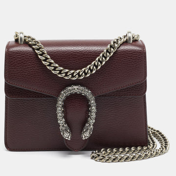 GUCCI Burgundy Leather Mini Dionysus Shoulder Bag