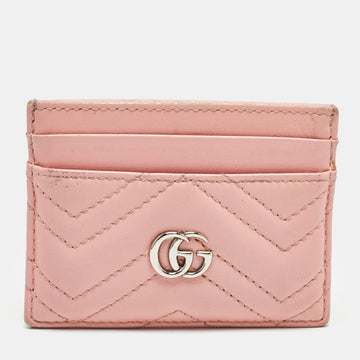 GUCCI Pink Matelasse Leather GG Marmont Card Holder