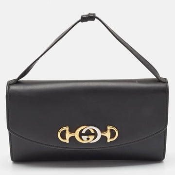 GUCCI Black Leather Zumi Clutch Bag