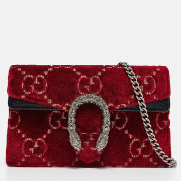 GUCCI Red/Black GG Velvet and Patent Leather Super Mini Dionysus Shoulder Bag