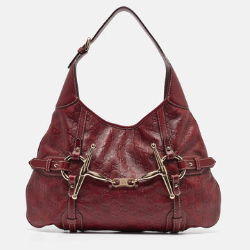 GUCCI Red ssima Leather 85th Anniversary Bridal Bit Hobo