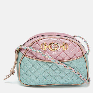 GUCCI Tri Color Quilted Leather Mini Trapuntata Crossbody Bag