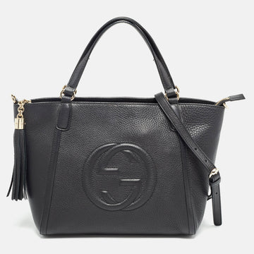 GUCCI Black Leather Small Soho Zipped Tote