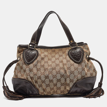 GUCCI Beige/Brown GG Canvas and Leather Tribeca Satchel