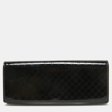 GUCCI Black Microssima Patent Leather Small Broadway Clutch