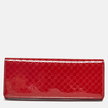 GUCCI Red Microssima Patent Leather Broadway Clutch