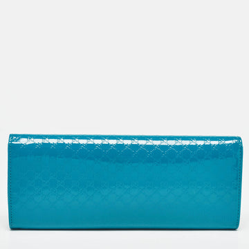 GUCCI Teal Blue Microssima Patent Leather Broadway Clutch