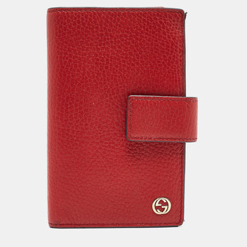 GUCCI Red Leather Interlocking G Trifold Wallet