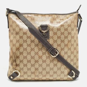 GUCCI Beige GG Crystal Canvas and Leather Abbey Messenger Bag