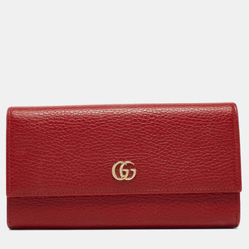 GUCCI Red Leather Double G Flap Continental Wallet