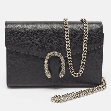 GUCCI Black Leather Mini Dionysus Chain Bag