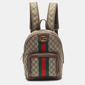 GUCCI Beige/Ebony GG Supreme Canvas and Leather Small Ophidia Backpack