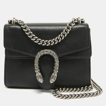 GUCCI Black Leather Mini Dionysus Shoulder Bag