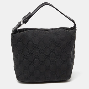 GUCCI Black GG Canvas Mini Hobo