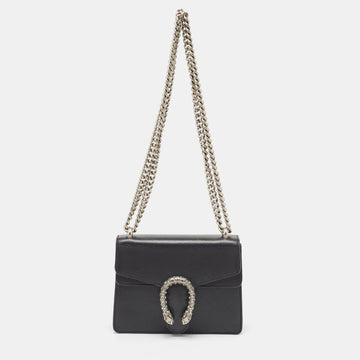 GUCCI Black Leather Mini Dionysus Shoulder Bag