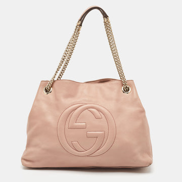 GUCCI Rose Poudre Leather Medium Soho Chain Tote