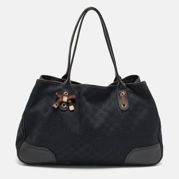 GUCCI Black GG Canvas and Leather Large Princy Tote