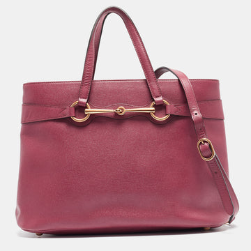 GUCCI Rosewood Pink Leather Medium Bright Bit Tote