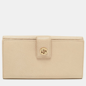 GUCCI Beige Leather Interlocking G Wallet