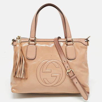 GUCCI Pink Patent Leather Soho Working Tote