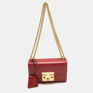 GUCCI Red Leather Small Padlock Shoulder Bag