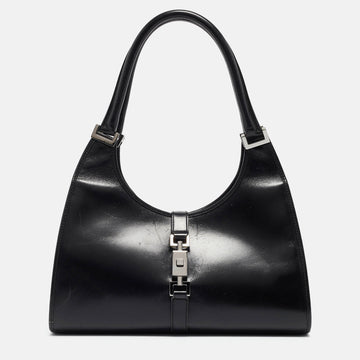 GUCCI Black Leather Jackie Tote