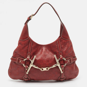 GUCCI Red ssima Leather 85th Anniversary Hobo