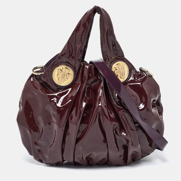 GUCCI Burgundy Patent Leather Small Hysteria Hobo