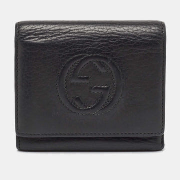 GUCCI Black Leather Soho Trifold Wallet