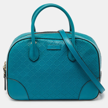 GUCCI Turquoise Diamante Leather Small Satchel