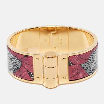 HERMES  Charnire Baobab Cat Hinged Enamel Gold Plated Bracelet