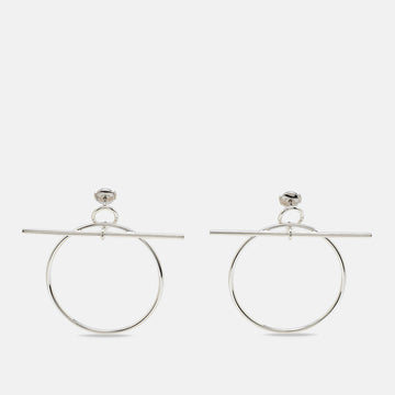 HERMES Loop Sterling Silver Medium Model Earrings