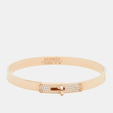 Hermes Kelly Diamond 18k Rose Gold Bracelet