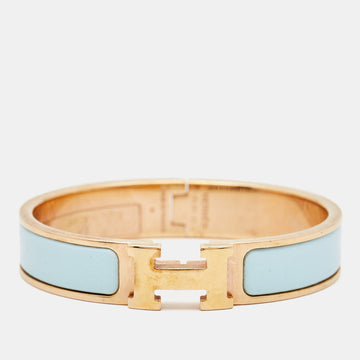 HERMES Clic H Enamel Gold Plated Bracelet