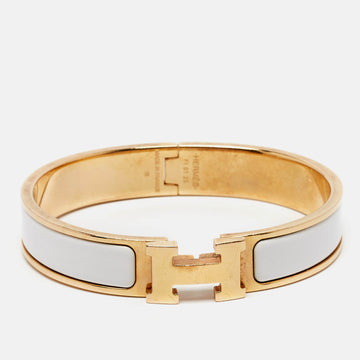 HERMES Clic H Enamel Gold Plated Bracelet