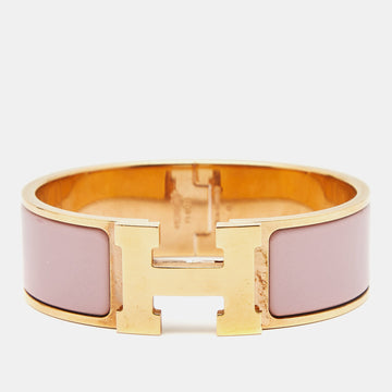 HERMES Clic Clac H Enamel Gold Plated Bracelet