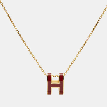 HERMES Pop H Enamel Gold Tone Necklace