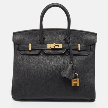 Hermes Noir Togo Leather Gold Finish Birkin 25 Bag