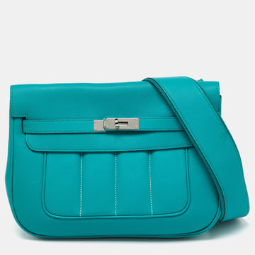 HERMES Vert Verone Swift Leather Palladium Finish Berline 28 Bag