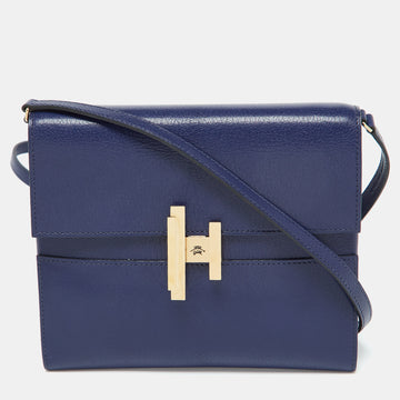 HERMES Blue Encre Chevre Chamkila Leather Cinhetic To Go Shoulder Bag