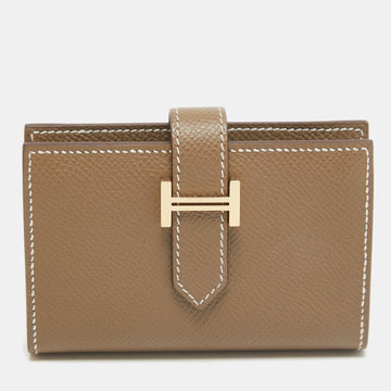 HERMES Etoupe Epsom Leather Bearn Mini Wallet