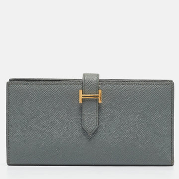 HERMES Vert Amande Epsom Leather Bearn Gusset Wallet