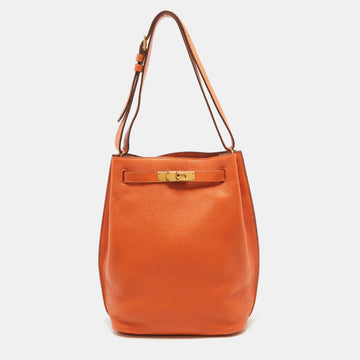 HERMES Orange Togo Leather So Kelly 22 Bag