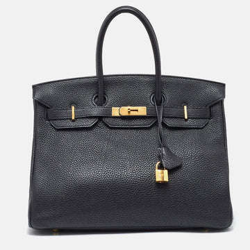 Hermes Black Togo Leather Gold Finish Birkin 35 Bag
