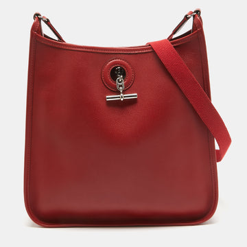 HERMES Rouge Vif Epsom Leather Vespa PM Bag