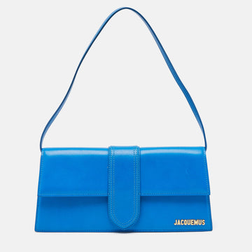 JACQUEMUS Blue Leather Le Bambino Long Shoulder Bag