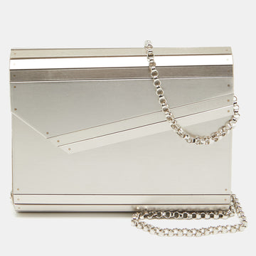 JIMMY CHOO Metallic Metal and Suede Candy Chain Clutch