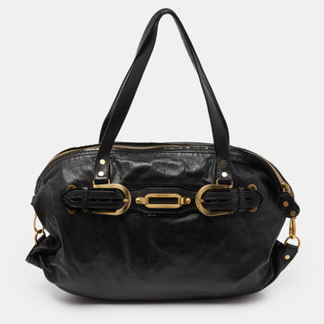 JIMMY CHOO Black Leather Shopper Tote